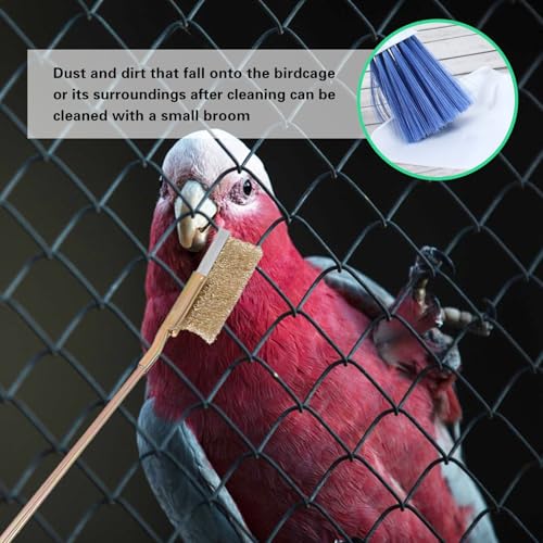7-Piece Set Bird Cage Cleaner,Small Animal cage Cleaning Tool Wooden and Stainless Steel Cleaning Brush Long Handle Cleaning Brush Spatula Bird Cleaning Bird Drops Multipurpose Cleaning(B) - color: 7b