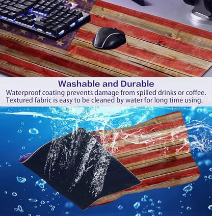 American Flag Gaming Mouse Pad, Suitable for Office and Study Keyboard Pads | The Surface Of The Mouse Pad Is Designed With Fiber Woven Material, And The Base Is Made Of Natural Anti Slip Rubber. - color: Wood Grain American Flag