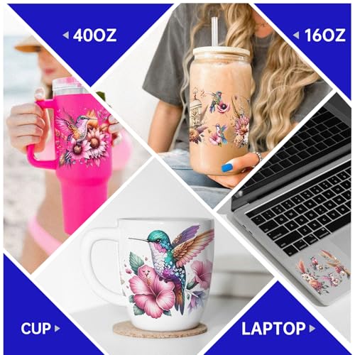 UV DTF Cup Wrap Transfer Stickers, 4 Sheets Birds Rub On Transfers for Tumblers Water Bottles Glass Cups Mugs Ceramics - style: Birds