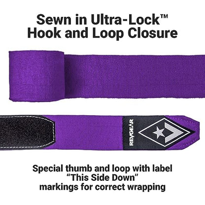 Revgear Pro Series Elastic Boxing Wraps for Men, Hand Wraps for Boxing Gloves, Muay Thai Hand Wraps, Wrist Wraps Boxing, Boxing Hand Wraps for Men, Boxing Wraps for Women, MMA Wraps - 180 Inch Purple