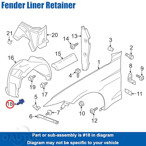 30pcs 1/4” (6mm) Hole Bumper Cover Fender Liner Splash Shield Retainer Wheel Opening Molding Clip for GM 21077123 Chrysler 6509103AA Ford W705436-S300