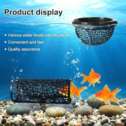2 Pcs Fish Hammock & Betta Tunnel Set, Aquarium Decorations for Small Fish, Floating Hide & Resting Spot, Black