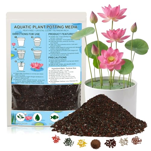 Aquatic Plant Soil for Water Lily & Lotus – Clay-Based, Nutrient-Rich Pond Plant Growing Medium, Multi-Mineral Blend, Ideal for Small Ponds & Water Gardens, Safe for Fish & Aquatic Life 2 LB