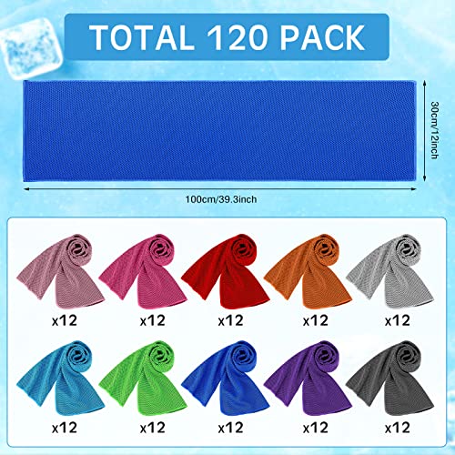 Maitys 120 Pcs Microfiber Ice Towel, Multicolor, 11.8 x 31.5 Inches