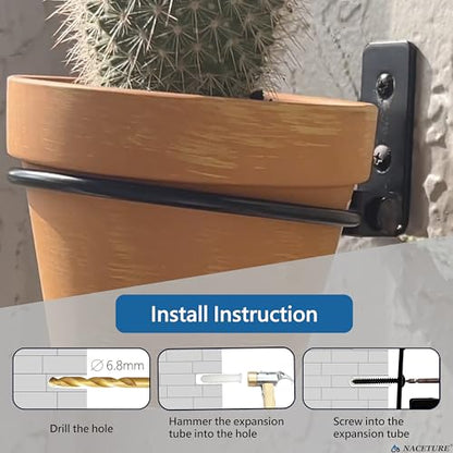 Flower Pot Holder Ring for Wall Mount Foldable – Heavy Duty Round Metal Planter Hooks Hangers - Fence Pot Plant Holders Hanging Bracket for Outdoor Indoor (8 Inch 3 Pack)
