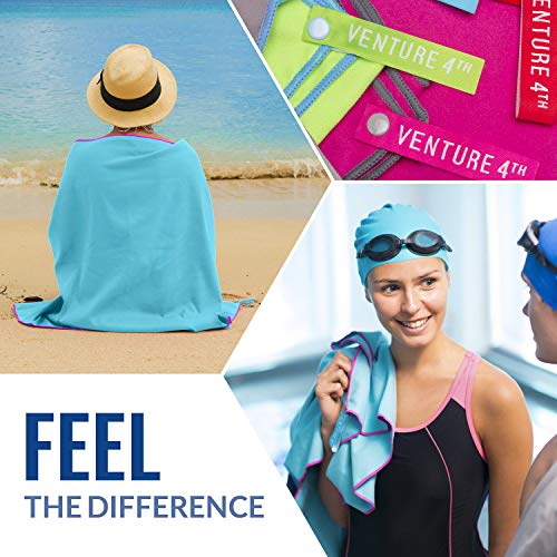 VENTURE 4TH Quick Dry Travel Towel, Ultra Soft Microfiber - 3 Sizes - color: Blue Pink, size: 72.00" x 31.50"