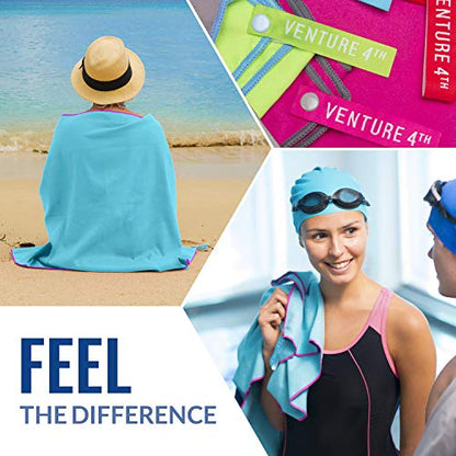 VENTURE 4TH Quick Dry Travel Towel, Ultra Soft Microfiber - 3 Sizes - color: Blue Pink, size: 72.00" x 31.50"