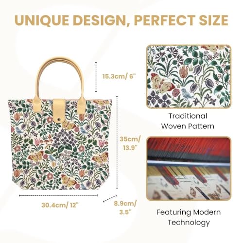 Signare Tapestry Foldable Tote Bag Reusable Shopping Bag Grocery Bag - color: Spring Flower