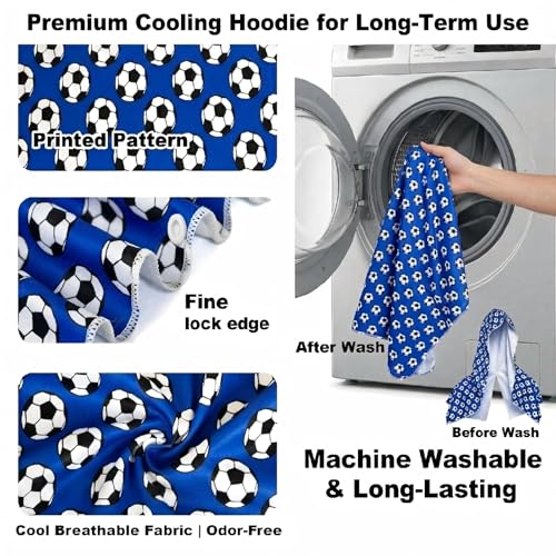 Cooling Hooded Towel for Soccer Fans & Outdoor Work, Black - color: Black