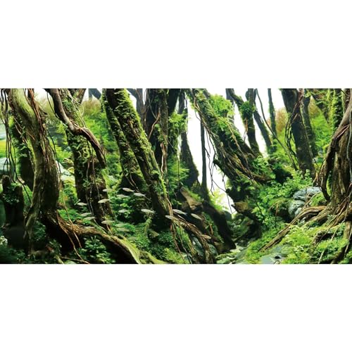 AWERT 36x24 inches Tree Branches Aquarium Background Green Algae Aquarium Background River Bed & Lake Fish Tank Background Vinyl Background - size: 36x24in/90x60cm