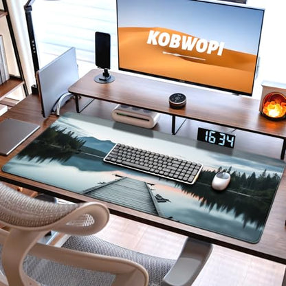 35.4 x 15.7 in, XXL Large Mouse Pad for Desk, Extended Keyboard Mouse Mat for Computer Office, Big Mouse pad with Stitched Edges, Gaming Pc-Beautiful View by The Lake - color: Beautiful View by The Lake