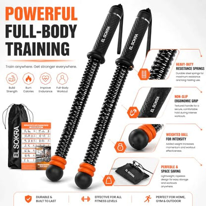 Cordless Battle Ropes (29.5"L x 1.5"W x 1.5"H), Weighted Gym Rope