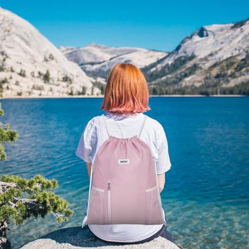 WANDF Drawstring Backpack, Gym Sackpack for Sports - color: Pink