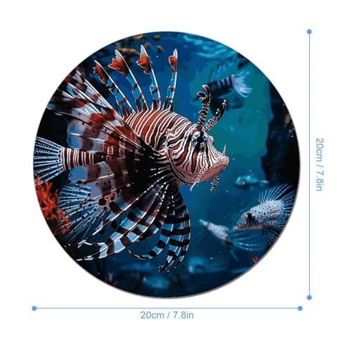 Fish in Fish Tank Mouse Pad with Non-Slip Rubber Base,Small Round Mousepad 7.8" Diameter,Mouse Mat for Computers, Laptop, Gaming, Office & Home