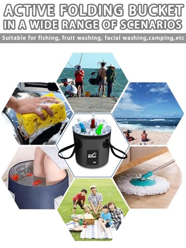 Collapsible Bucket with Handle, Lightweight 5 Gallon 20L Folding Water Container, Portable Wash Basin for Camping, Fishing, Gardening, Car Washing, and Outdoor Use