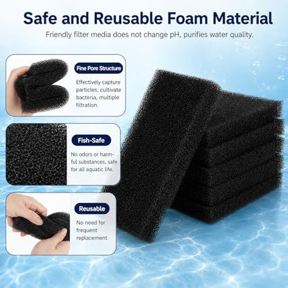6 Pack Fish Tank Filter Sponge, 6.3x3.9x0.79in Inch Aquarium Filter Sponge Aquariums Filters Media for Fish Tank Sump Canister Filters for Freshwater and Saltwater Aquariums