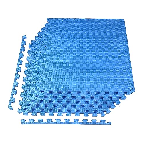 BalanceFrom Puzzle Exercise Mat 1" Thick, EVA Interlocking Foam Floor - color: Blue, style: One Inch Thick, 24 Square Feet