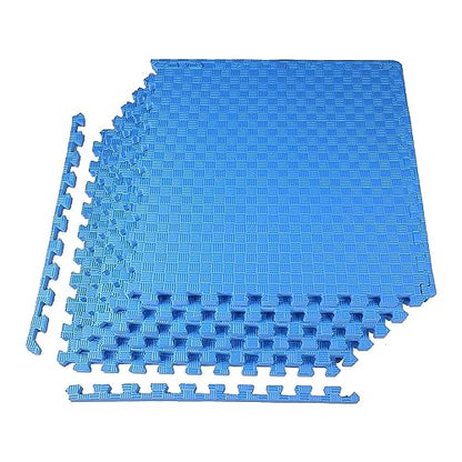 BalanceFrom Puzzle Exercise Mat 1" Thick, EVA Interlocking Foam Floor - color: Blue, style: One Inch Thick, 24 Square Feet