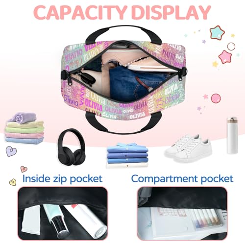 Personalized Gym Dance Ballet Bag Small, Colorful Rainbow Glitter - color: Pink Blue Colorful