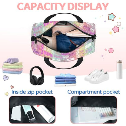 Personalized Gym Dance Ballet Bag Small, Colorful Rainbow Glitter - color: Pink Blue Colorful