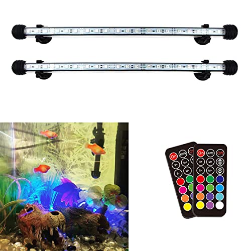 LED Aquarium Light, 2 Pack 15 inches Fish Tank Light RGB Color Underwater Light Submersible Crystal Glass Lights, 42 LED Beads, Brightness Adjustable Memory Function, LED Light bar Stick - size: 2 Pack 15Inch