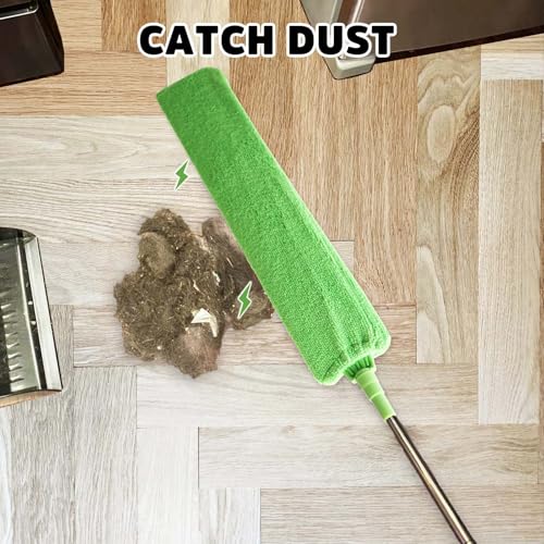 Retractable Gap Dust Cleaner Under Appliance Cleaning Tool, Bafezoze Flat Duster for Under Refrigerator Fridge Stove Couch Bed, Skinny Thin Duster for Tight Spaces - size: Gap Duster Green 2PCs