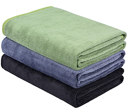 HOPESHINE Gyms Towels for Men & Women Microfiber Exercise Fitness Home Absorbent Sweat Yoga Towels Sports Towels Soft Fast Drying 16inch x32inch 3-Pack - color: Black+grey+army Green