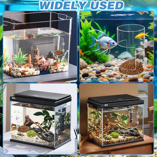 2Pcs Aquarium Fish Feeder Feeding Tray with Suction Cup, Feeding Tube Tank Divider Aquarium Breeder Box Fish Bowls Accessories Round for Turtle Shrimp Supplies Round - color: 2Pcs