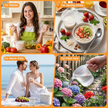 36 Pcs Plastic Measuring Cup Clear Measuring Mug with Spout and Handle Grip Capacity Clear Graduated Pitcher for Kitchen Flour Water Liquids (Red,8 Oz, 1 Cup) - color: Red, size: 8 oz, 1 Cup