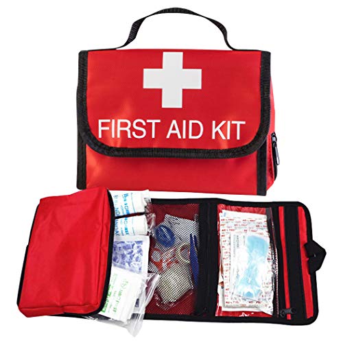Nylon First Aid Empty Kit,Compact and Lightweight First Aid Bag for Emergency at Home, Office, Car, Outdoors, Boat, Camping, Hiking(Bag Only) (2 Pack Red Foldable) - size: 9.7 x 8.1 inch