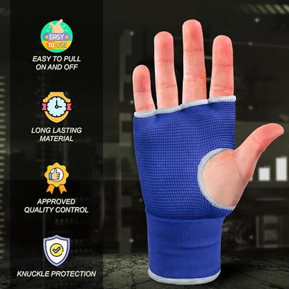 FARABI Kids Hybrid Boxing Inner Gloves Punching Boxing Gloves - color: All Blue (Pack of 2)