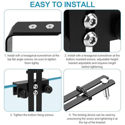 Adjustable Aquarium Light Riser, Universal Aquarium Light Holder for Fish Tank LED Lamps and Aquarium Plant Light, 2.8mm Aluminum (Black)