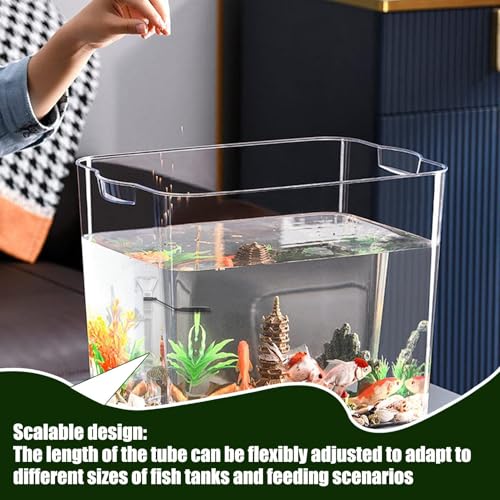 Fish Food Feeder - Aquarium Pipe with Directional Telescopic Tube, Clear Suction Cup Dispenser, Adjustable Target Feeding Tool, Spill Control Design | Vacation Solution for Shrimp Turtle Home Pond