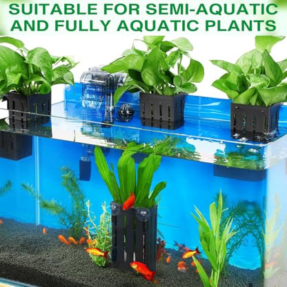 4 Pack Upgraded Aquarium Plant Holder, Adjustable Height & Width with Extendable Hook and Suction Cup, Fish Tank Plant Holder for Aquaponic Cultivation, Aquascape Decorations, Aquarium Accessories