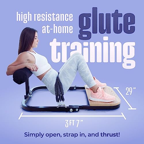 Hip Thrust Machine for High Resistance Glute Training - Home Gym Workout - Comes with 45, 90, and 135 Lbs of Resistance - color: Black