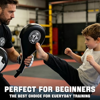 5 PCS Taekwondo Sparring Gear Set Martial Arts Training Equipment Set for Beginners Including Punching Mitts，kick pad，and Boxing pad.Suitable for Teenagers. - color: Black