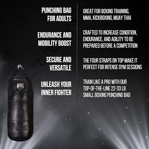 CLETO REYES Heavy Punching Bag for Adults Boxing Training Equipment, MMA, Kickboxing, Muay Thai, Leather, Small, Black - size: Unfilled