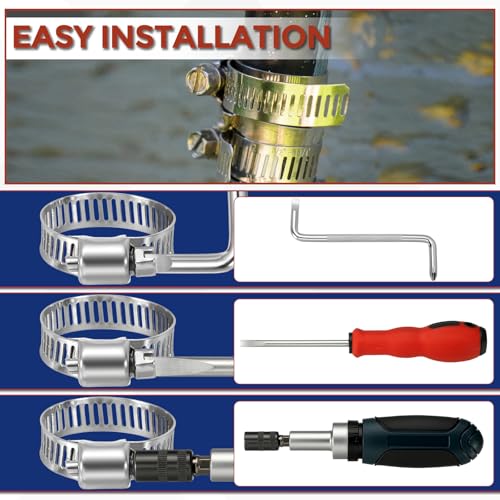10Pcs Stainless Steel Hose Clamps, Adjustable 1/2" to 3/4" (13-19mm) Heavy Duty Worm Gear Hose Clamp Assortment Kit, Metal Fuel Line Clamping for Radiator, Dryer Vent