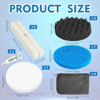 30 Pcs Filter Media Replacement Set with Quick Clear/Water Polishing Pads, Foam Pads, Fish Tank Filter Mesh Bags, Silicone Lube for Fluval Fx2 Fx4 Fx5 Fx6, Freshwater, Saltwater Aquariums