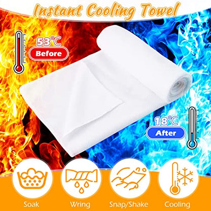 Redbaker 20 Pcs Cooling Towel Ice Towel with Bag for Neck Face, White - color: White