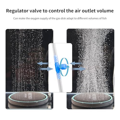 3.2 Inch Air Stone for Aquarium – Quiet High Dissolved Oxygen Diffuser with Control Valve, Nano Bubbles Airstone Kit for Betta, Nano Tank, Shrimp & Freshwater/Saltwater Fish Tanks - size: 3.2 inch