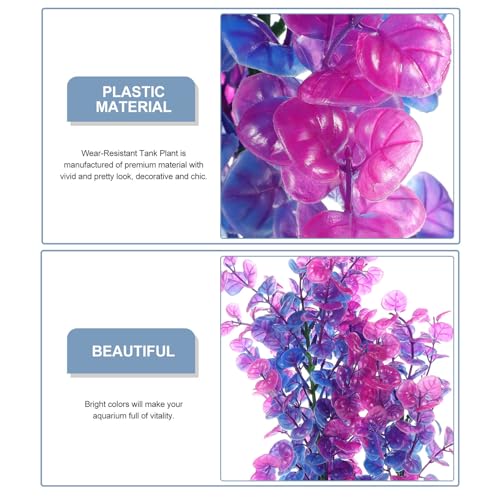 Creative Aquarium Grass Artificial Plant A304 Purple Decorative Wear-Resistant Plastic Tank Plant for Home and Desktop Fish Tanks