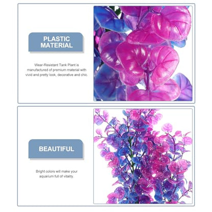 Creative Aquarium Grass Artificial Plant A304 Purple Decorative Wear-Resistant Plastic Tank Plant for Home and Desktop Fish Tanks