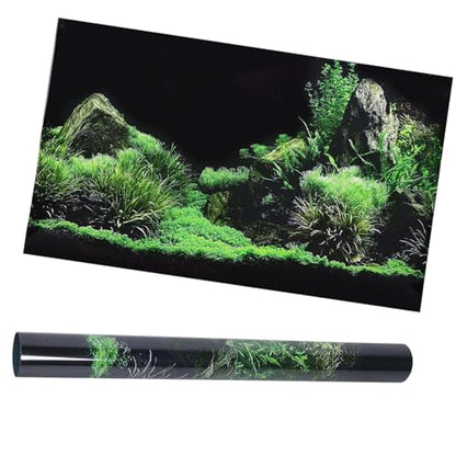 Akozon Fish Background, 55 Gallon Aquarium Decoration Sticker, DIY Seafloor Water PVC Sticker for Aquarium (91 * 50cm)