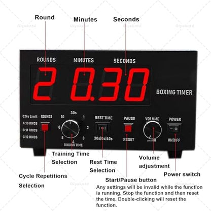 Professional Gym Timer, Big Screen Boxing Interval Timer, Adjustable Sound/Training Time/Cycle Repetitions, Muay Thai Training Timer for Boxing, Muay Thai, Fighting, Taekwondo, Karate Green - color: Green