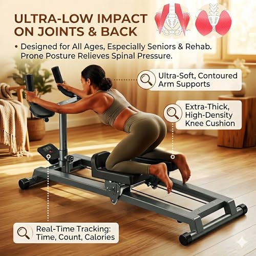 Crawling Training Machine Noiseless Spine Twist Stretch Trainer Home Gym Exercise Machine with Adjustable Hand Grips LED Display Knee Support & Steel Frame Full Body Low-Impact Cardio 400Lbs Capacity
