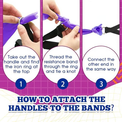 2 Pcs Resistance Band with Handles for Seniors - color: Rose Red,Purple