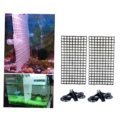 ORFOFE 30x15cm Grid Divider for Fish Tank Spliced Lattice Plate Aquarium Supplies 4 Suction Cups - color: Black