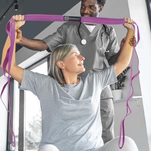 A AZURELIFE Premium Durable Stretch Straps with Loops, Stretching Strap for Physical Therapy, Multi-Loop Yoga Strap Fitness Exercise Strap for Yoga, Pilates, Dance, Flexibility&Exercise - color: #2-Purple
