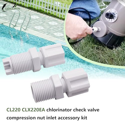 CL220 CLX220EA Chlorinator Check Valve Compression Nut Inlet Fitting Kit for Feeder 1/4" Replace Nut